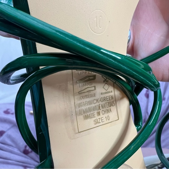 Azalea Wang Warwick Green Feather Fluffy Tie Ankle Stiletto Heels, size 10 - Picture 6 of 11